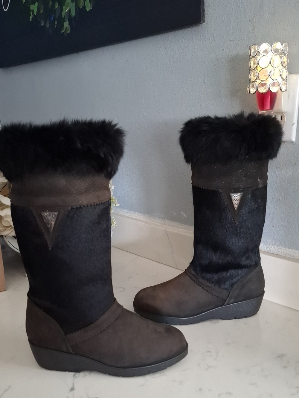 Sorel Kaufman Black Faux-Fur Mid-Calf Winter Boots Wonens
